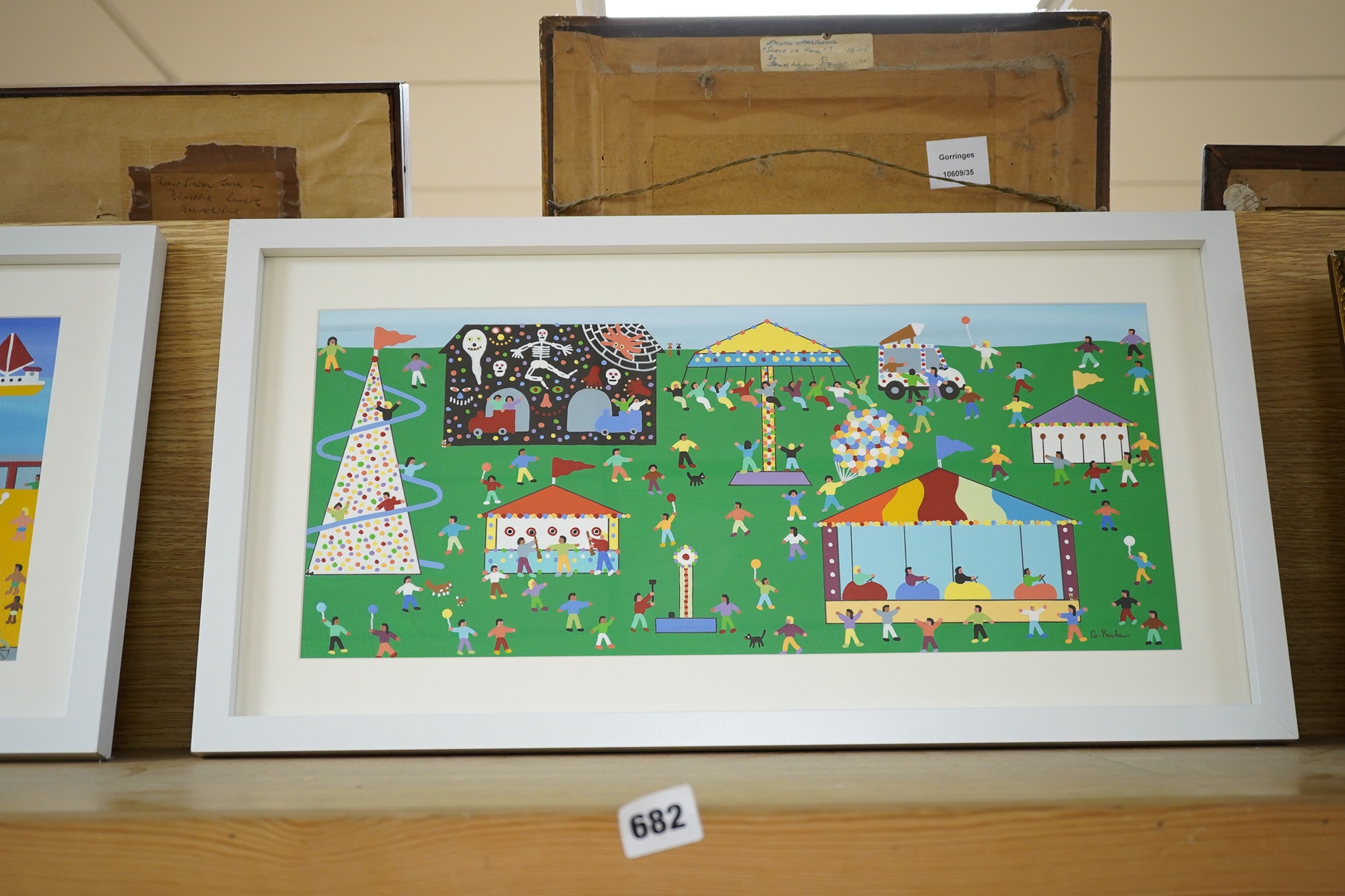 Gordon Barker (b.1960), acrylic on paper, ‘Funfair’, 22x52cm. Condition - good